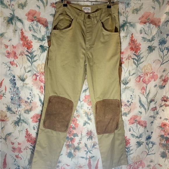Vintage Men's Tan Work Pants with Knee Patches - Picture 1 of 11